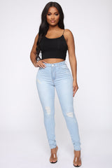 Emma Super Stretch High Rise Skinny Jean- Light Wash Ins Street