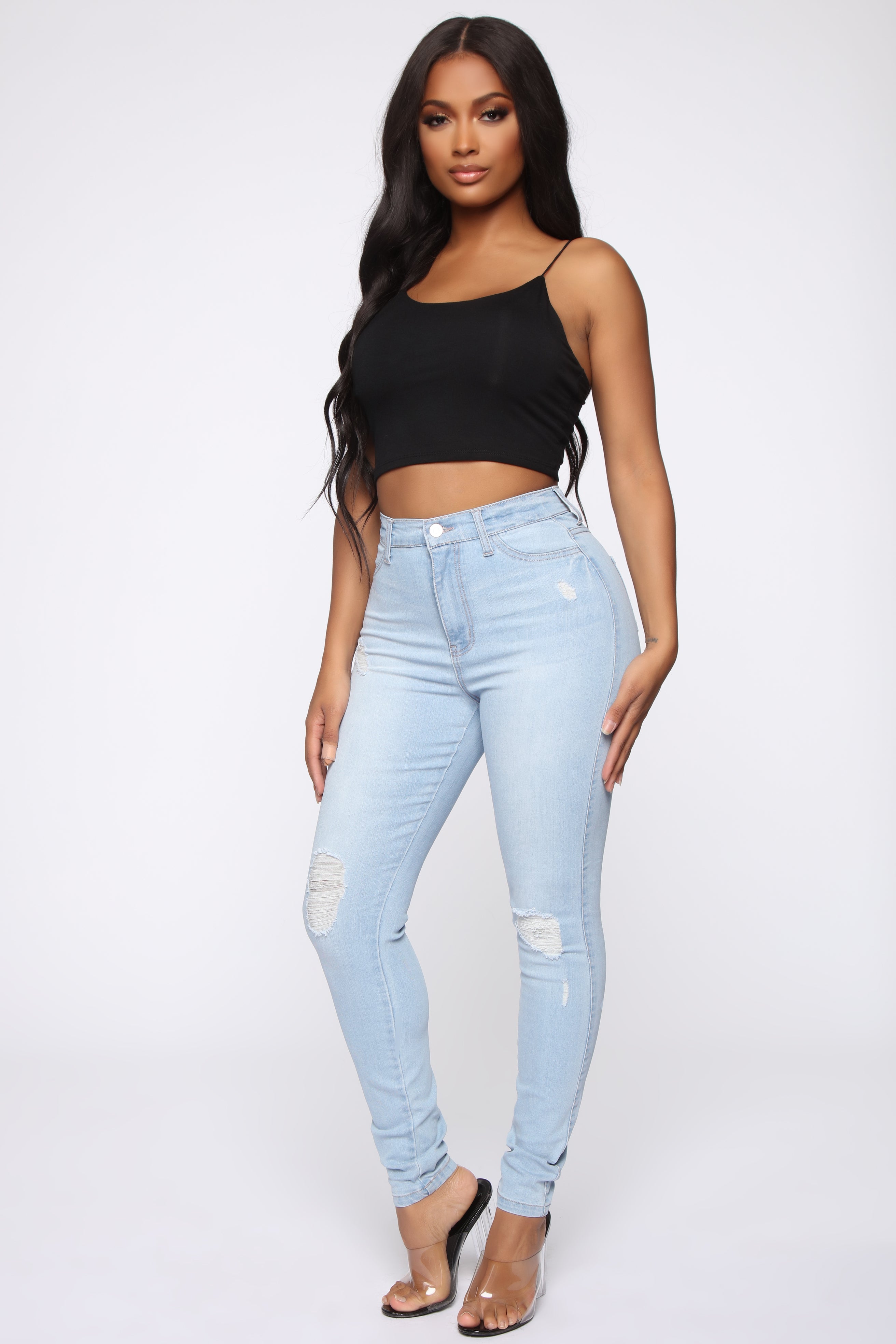 Emma Super Stretch High Rise Skinny Jean- Light Wash Ins Street
