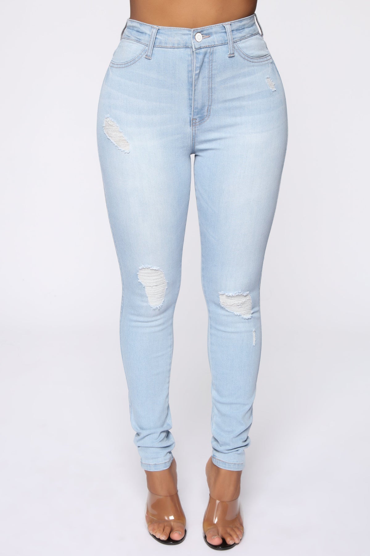 Emma Super Stretch High Rise Skinny Jean- Light Wash Ins Street