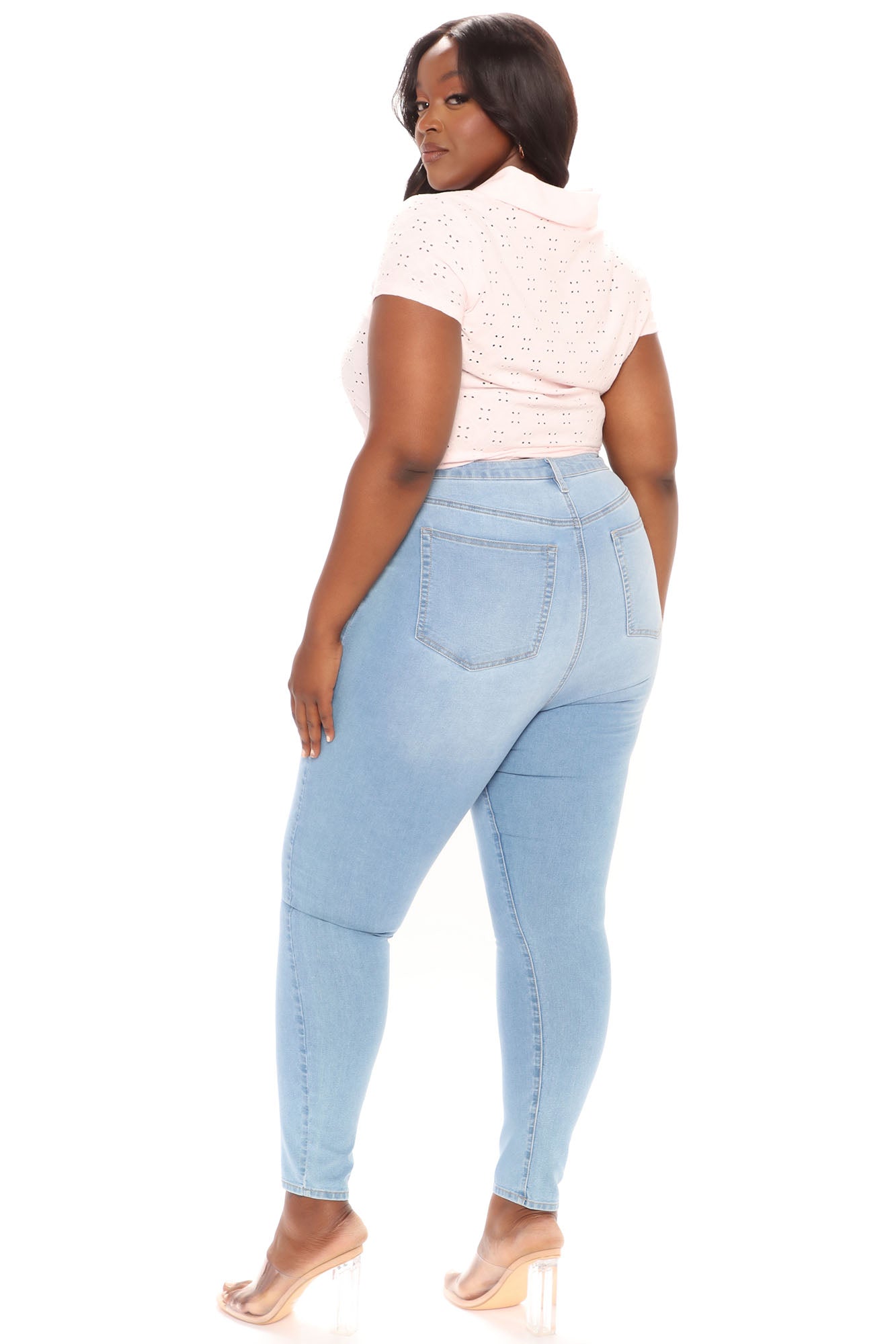 Soho Super Stretch High Rise Jeggings - Light Blue Wash Ins Street