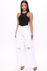 Livin' Is Easy Wide Leg Jean - White Ins Street