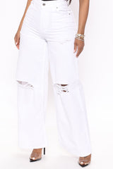 Livin' Is Easy Wide Leg Jean - White Ins Street