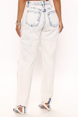 Killin' It Ripped Straight Leg Jeans - Acid Wash Blue Ins Street