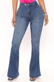 Janelle High Waist Trouser Flare Jean - Medium Blue Wash Ins Street