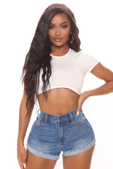What A Throwback Cheeky Stretch Denim Shorts - Dark Wash Ins Street
