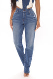 Livin' The Life Relaxed Straight Leg Jeans - Medium Blue Wash Ins Street