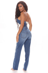 Livin' The Life Relaxed Straight Leg Jeans - Medium Blue Wash Ins Street