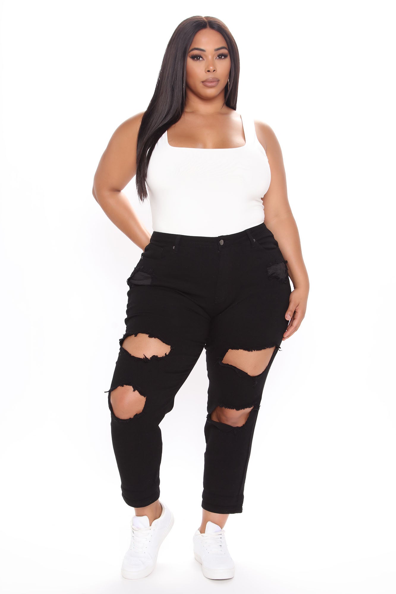 Cara Distressed Boyfriend Jeans - Black Ins Street