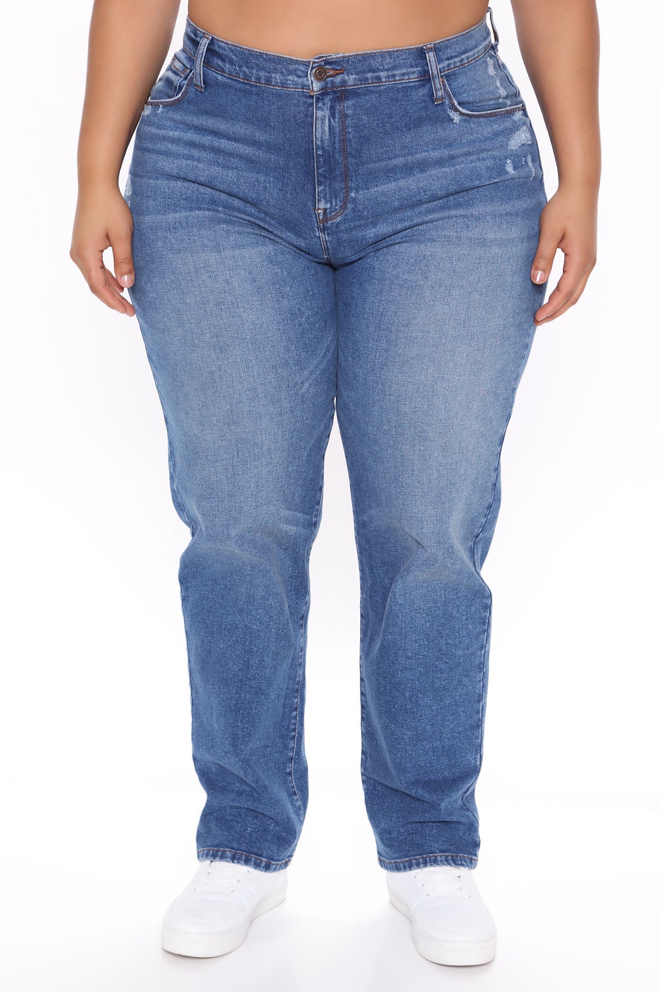 Livin' The Life Relaxed Straight Leg Jeans - Medium Blue Wash Ins Street