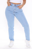 Who's Your Mama Stretch Mom Jeans - Light Blue Wash Ins Street