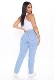 Who's Your Mama Stretch Mom Jeans - Light Blue Wash Ins Street