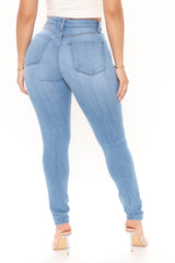 Sought After Luxe Super Stretch Skinny Jeans - Light Blue Wash Ins Street
