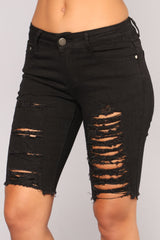 Playing It Cool Denim Bermudas - Black Ins Street