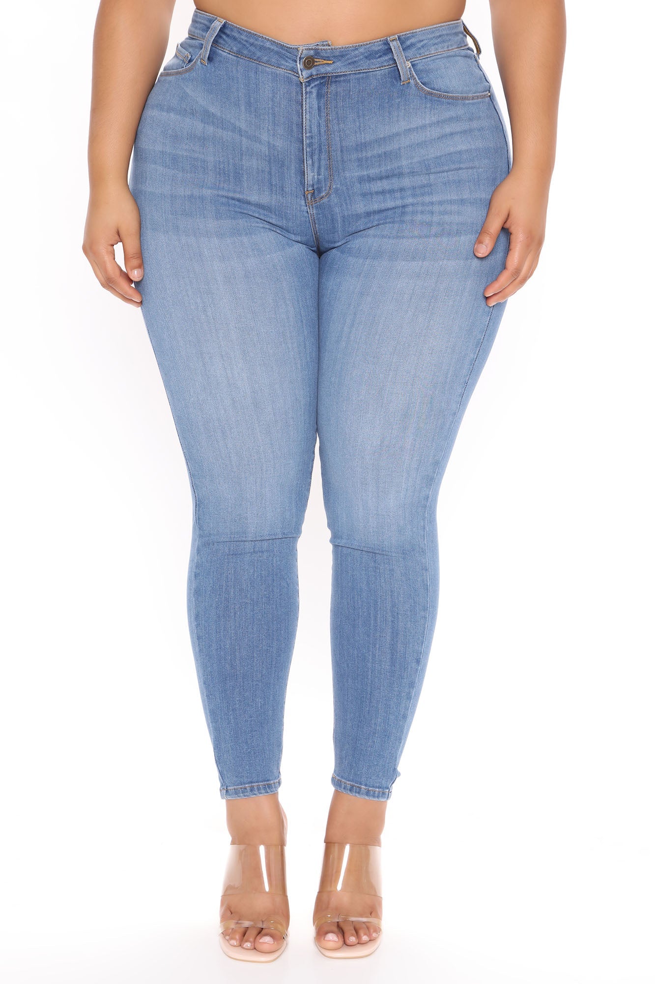 Sought After Luxe Super Stretch Skinny Jeans - Medium Blue Wash Ins Street
