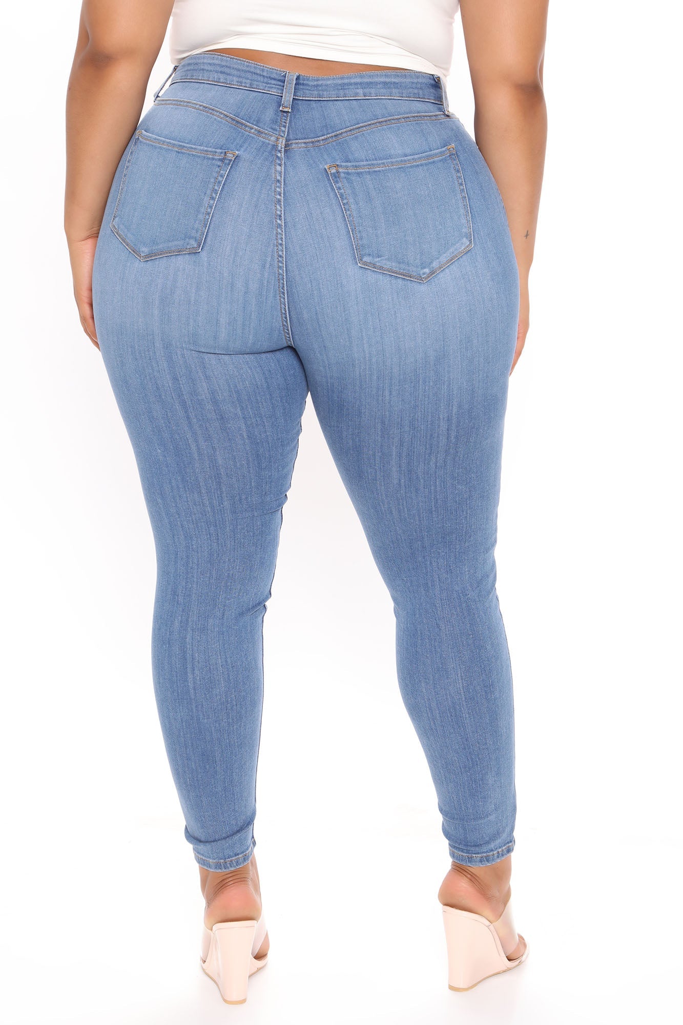 Sought After Luxe Super Stretch Skinny Jeans - Medium Blue Wash Ins Street