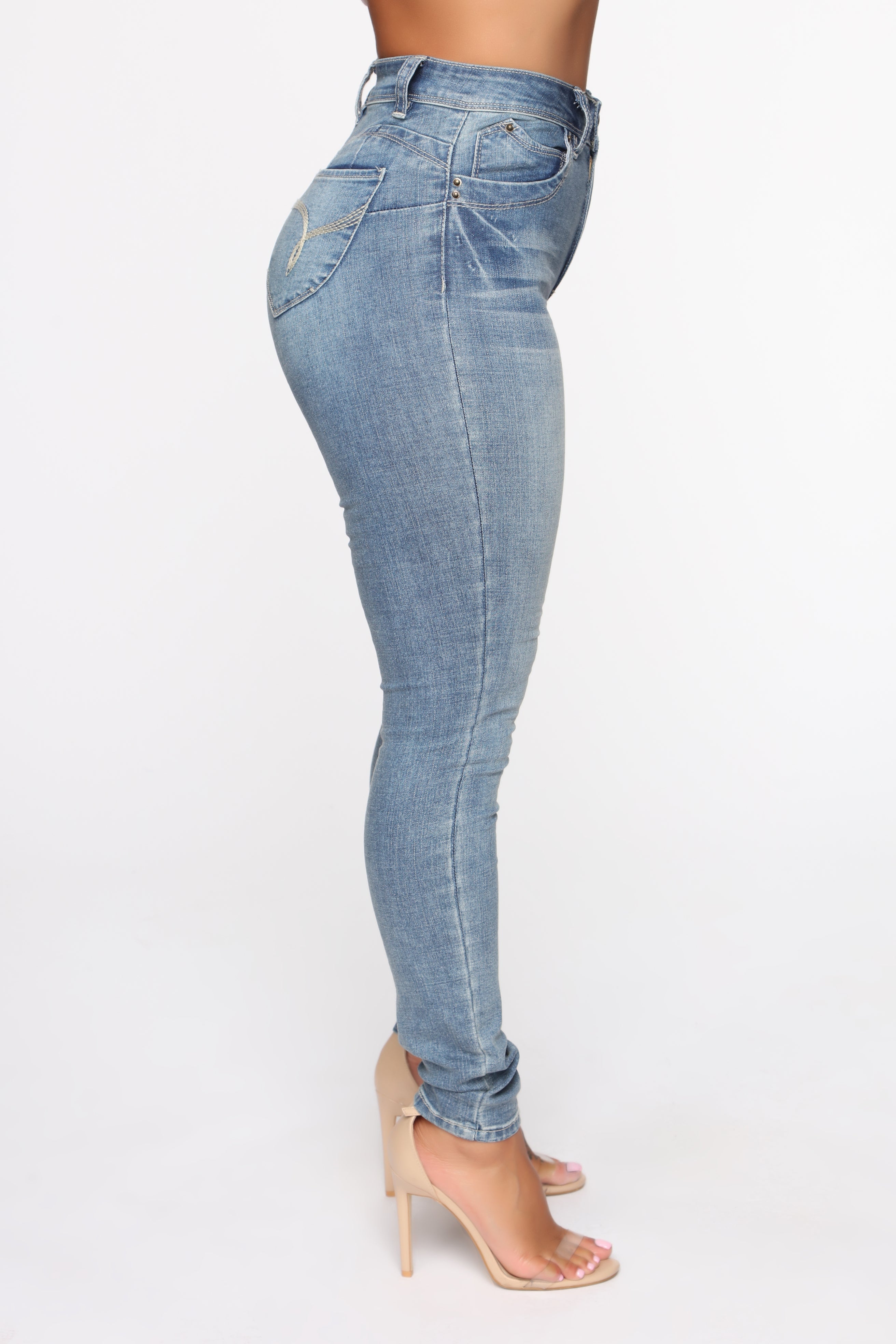 Some Type Of Way High Rise Jeans - Medium Blue Wash Ins Street