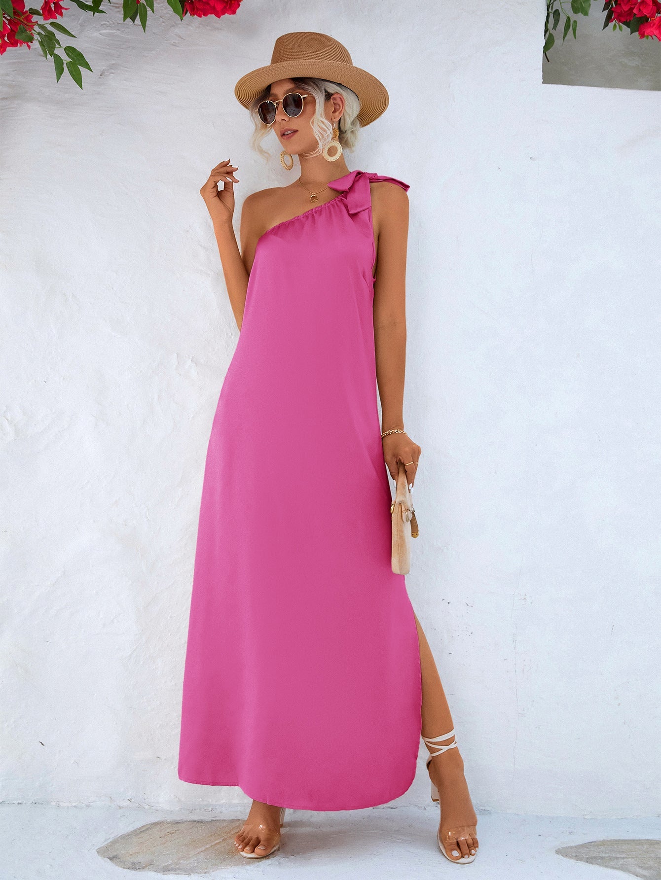 One-Shoulder Slit Maxi Dress Ins Street