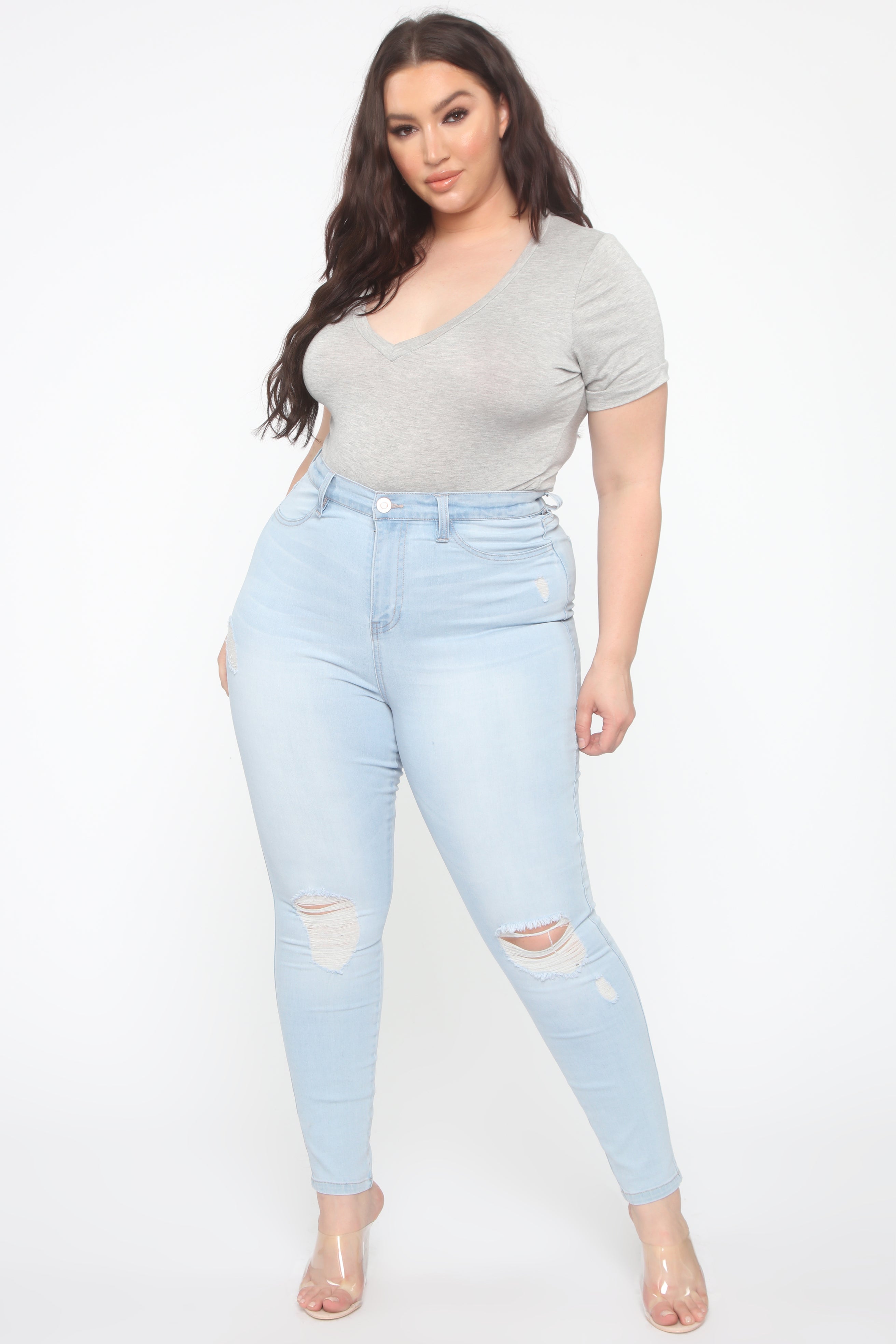 Emma Super Stretch High Rise Skinny Jean- Light Wash Ins Street