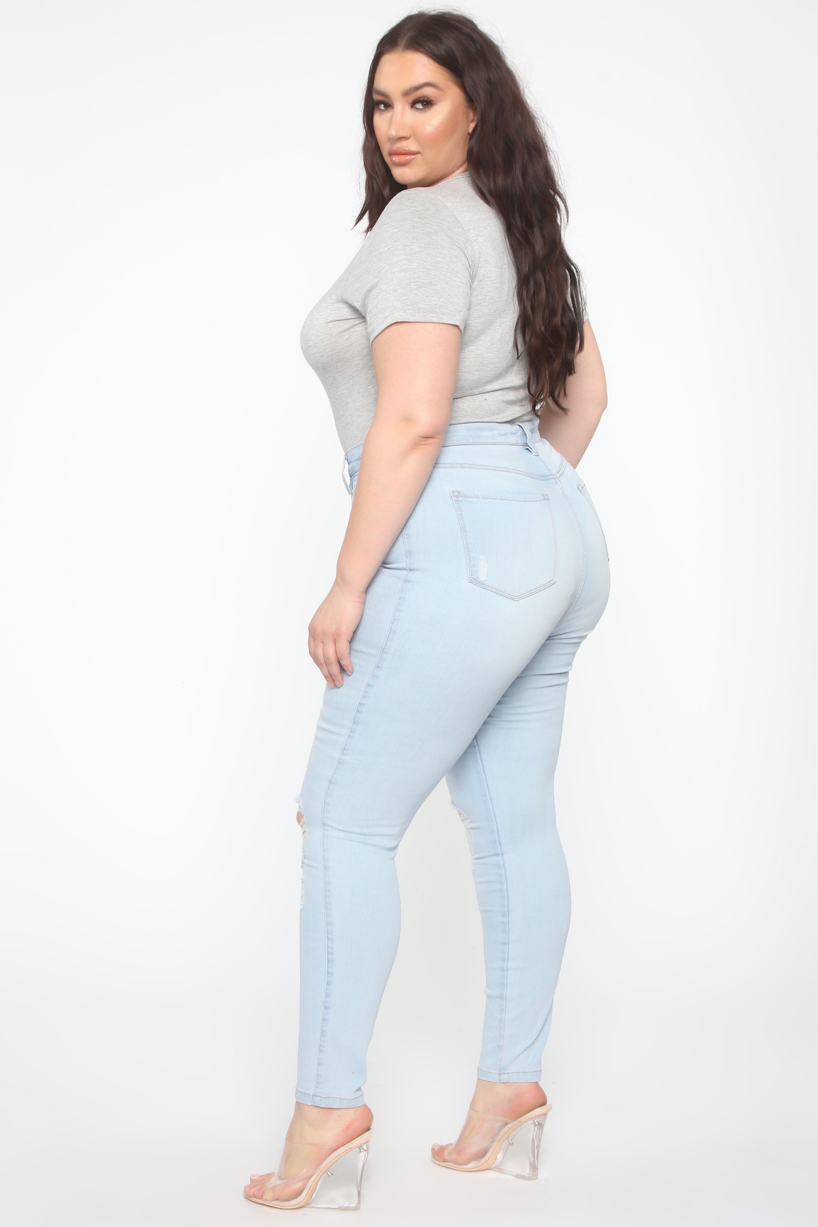 Emma Super Stretch High Rise Skinny Jean- Light Wash Ins Street