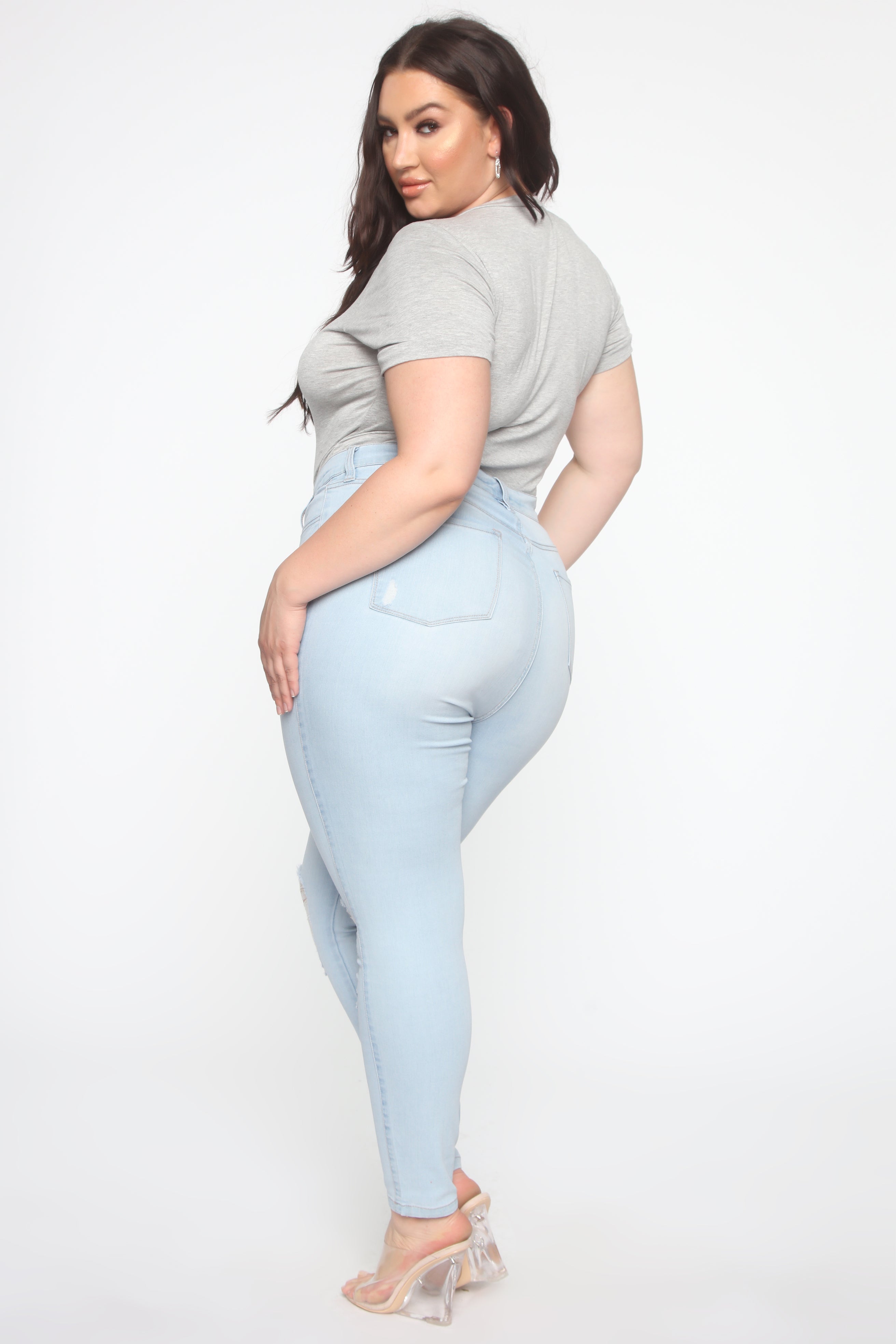 Emma Super Stretch High Rise Skinny Jean- Light Wash Ins Street
