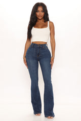 Luxurious Super Stretch Flare Jeans - Dark Wash Ins Street