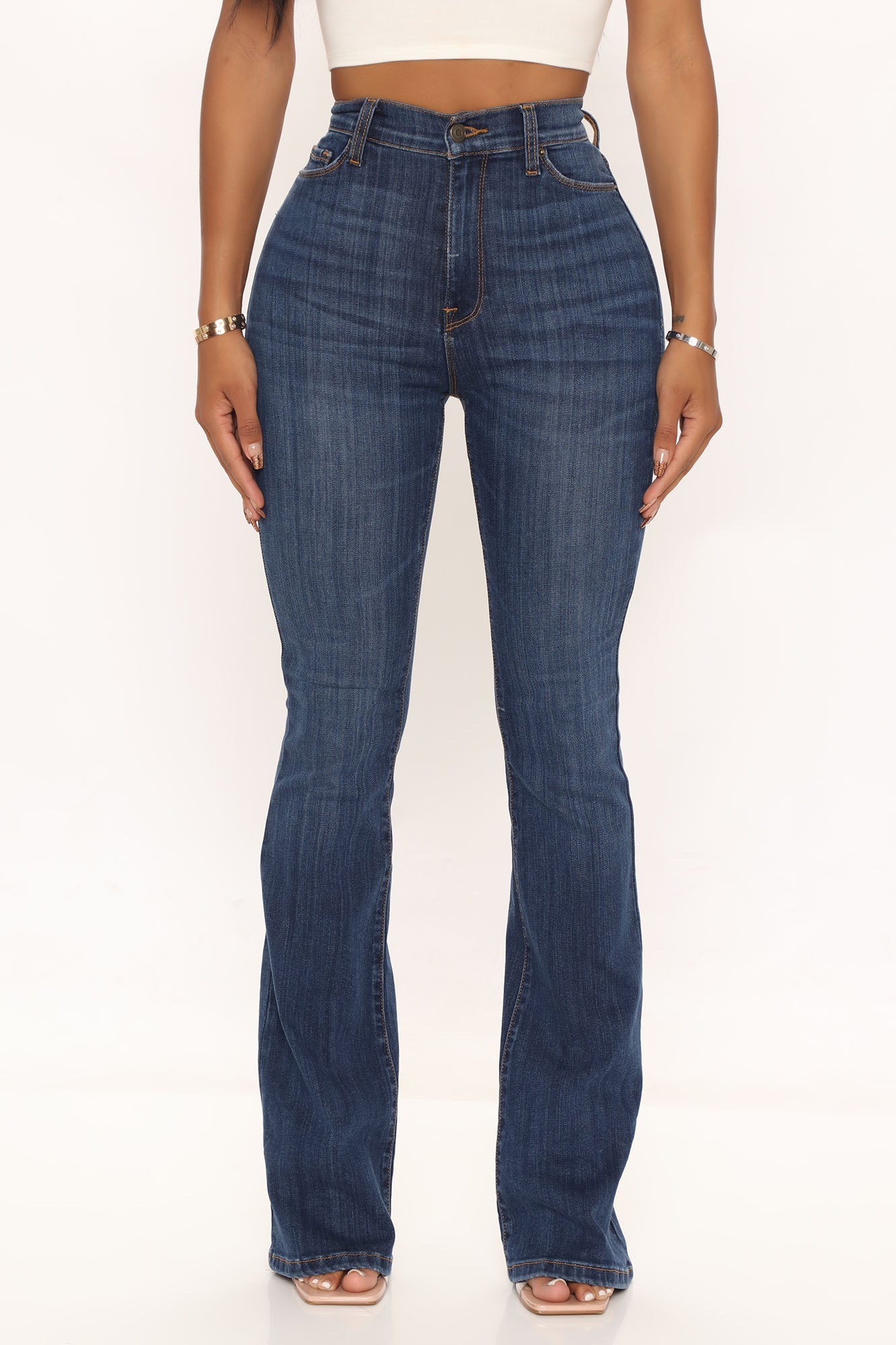 Luxurious Super Stretch Flare Jeans - Dark Wash Ins Street