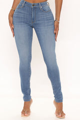 Sought After Luxe Super Stretch Skinny Jeans - Medium Blue Wash Ins Street