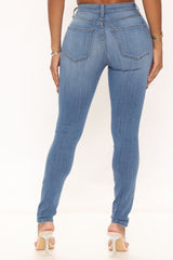 Sought After Luxe Super Stretch Skinny Jeans - Medium Blue Wash Ins Street