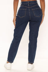 Who's Your Mama Stretch Mom Jeans - Dark Wash Ins Street