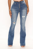 Keep Frontin' Button Fly Flare Jeans - Medium Blue Wash Ins Street