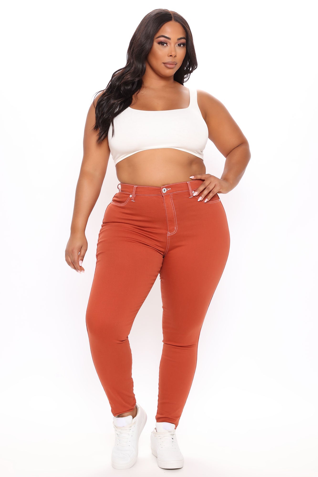 Lilah Stretch Skinny Jeans - Rust Ins Street