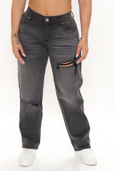 That's How We Roll Slim Boyfriend Jeans - Black Ins Street