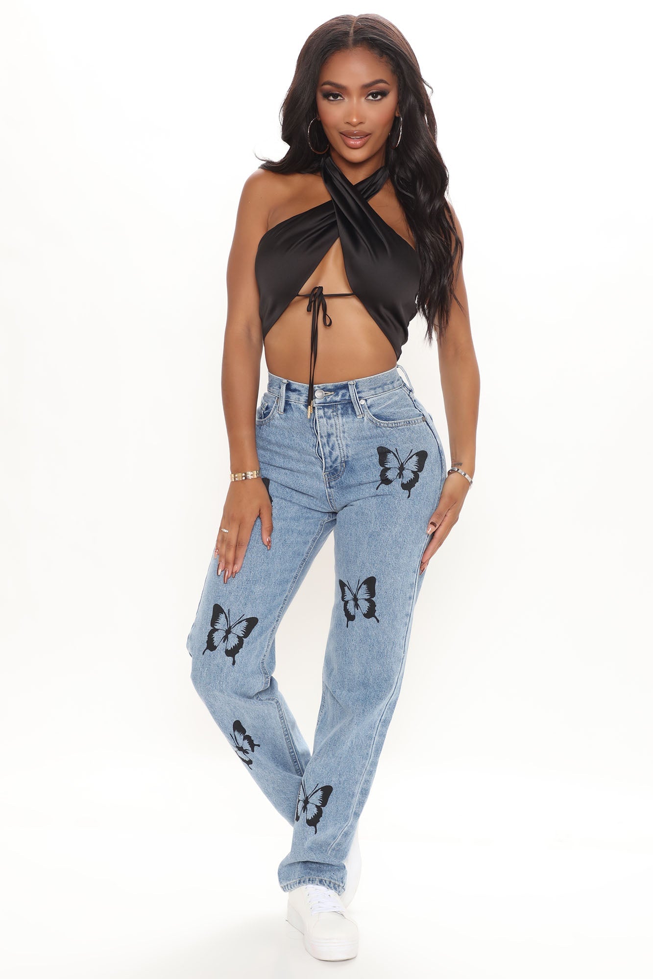 Breathtaking Butterflies Non Stretch Jeans - Medium Blue Wash Ins Street