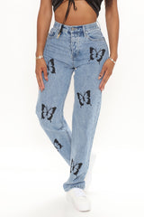 Breathtaking Butterflies Non Stretch Jeans - Medium Blue Wash Ins Street