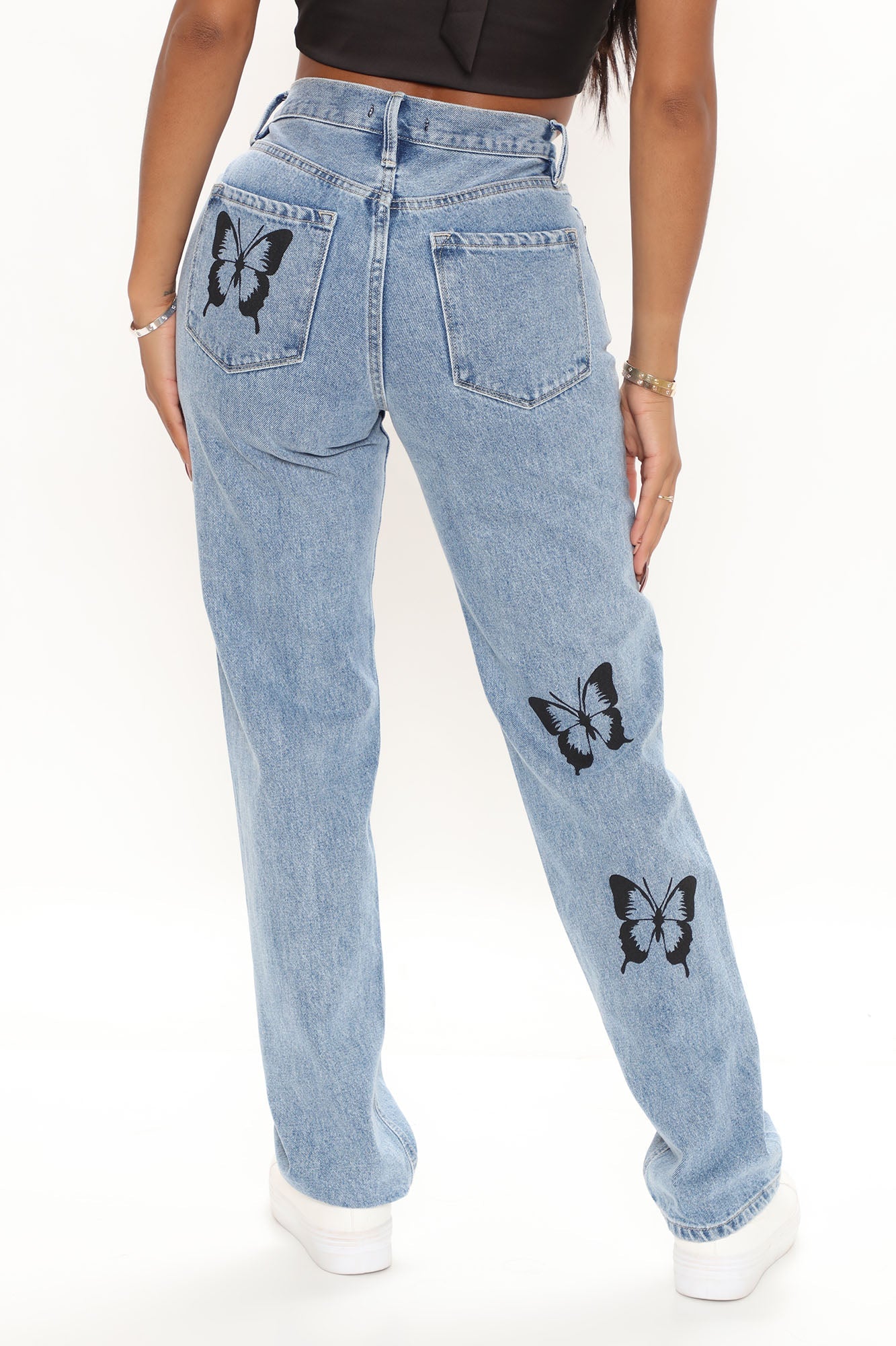 Breathtaking Butterflies Non Stretch Jeans - Medium Blue Wash Ins Street