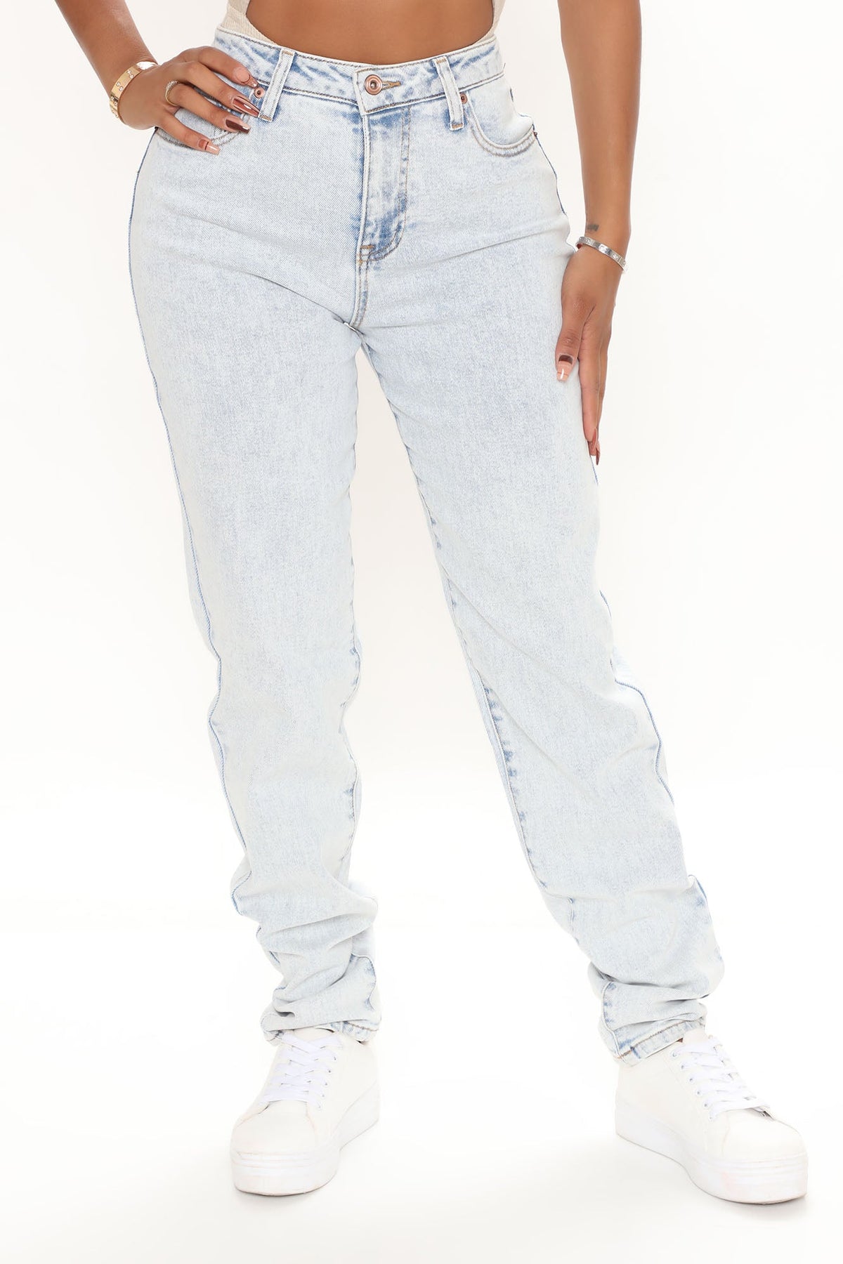 Call It A Day Straight Leg Jeans - Light Blue Wash Ins Street