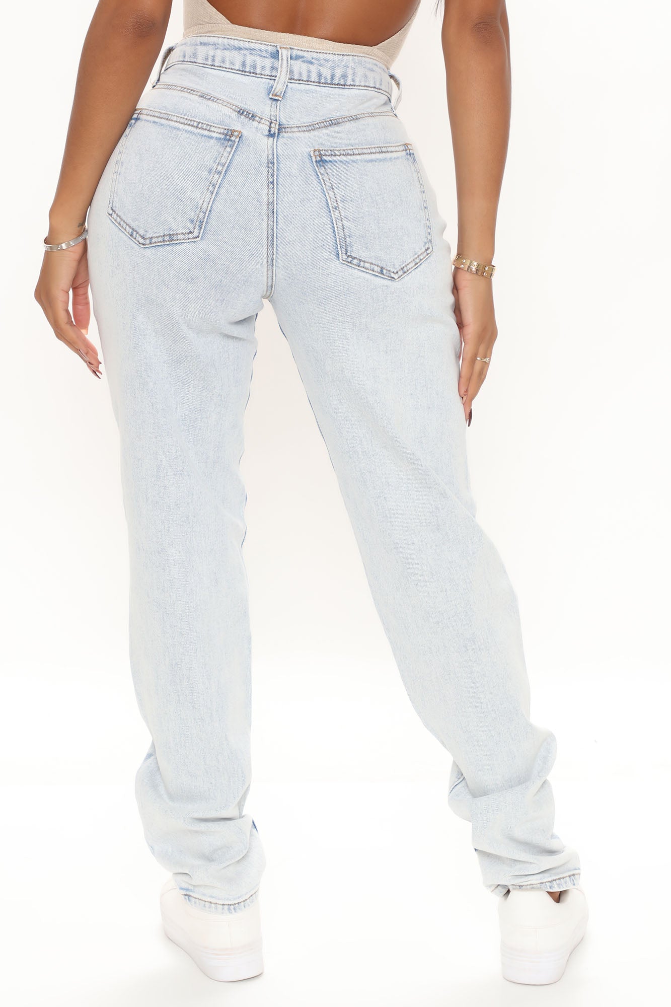 Call It A Day Straight Leg Jeans - Light Blue Wash Ins Street