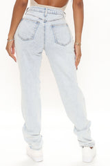 Call It A Day Straight Leg Jeans - Light Blue Wash Ins Street
