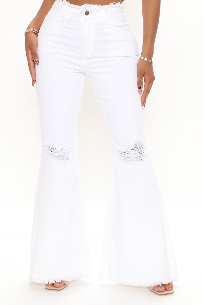 Pure Soul High Rise Super Flare Jeans - White – InsStreet