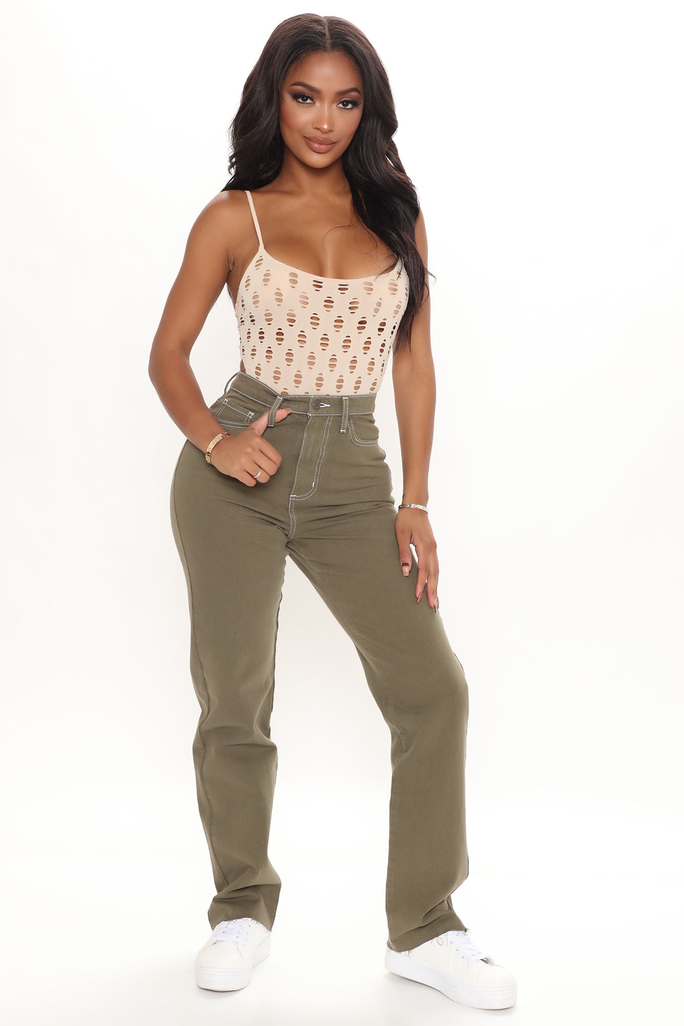 Keep It In Neutral Straight Leg Jeans - Olive Ins Street