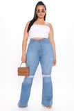 Here To Stay Flare Jeans - Medium Blue Wash Ins Street