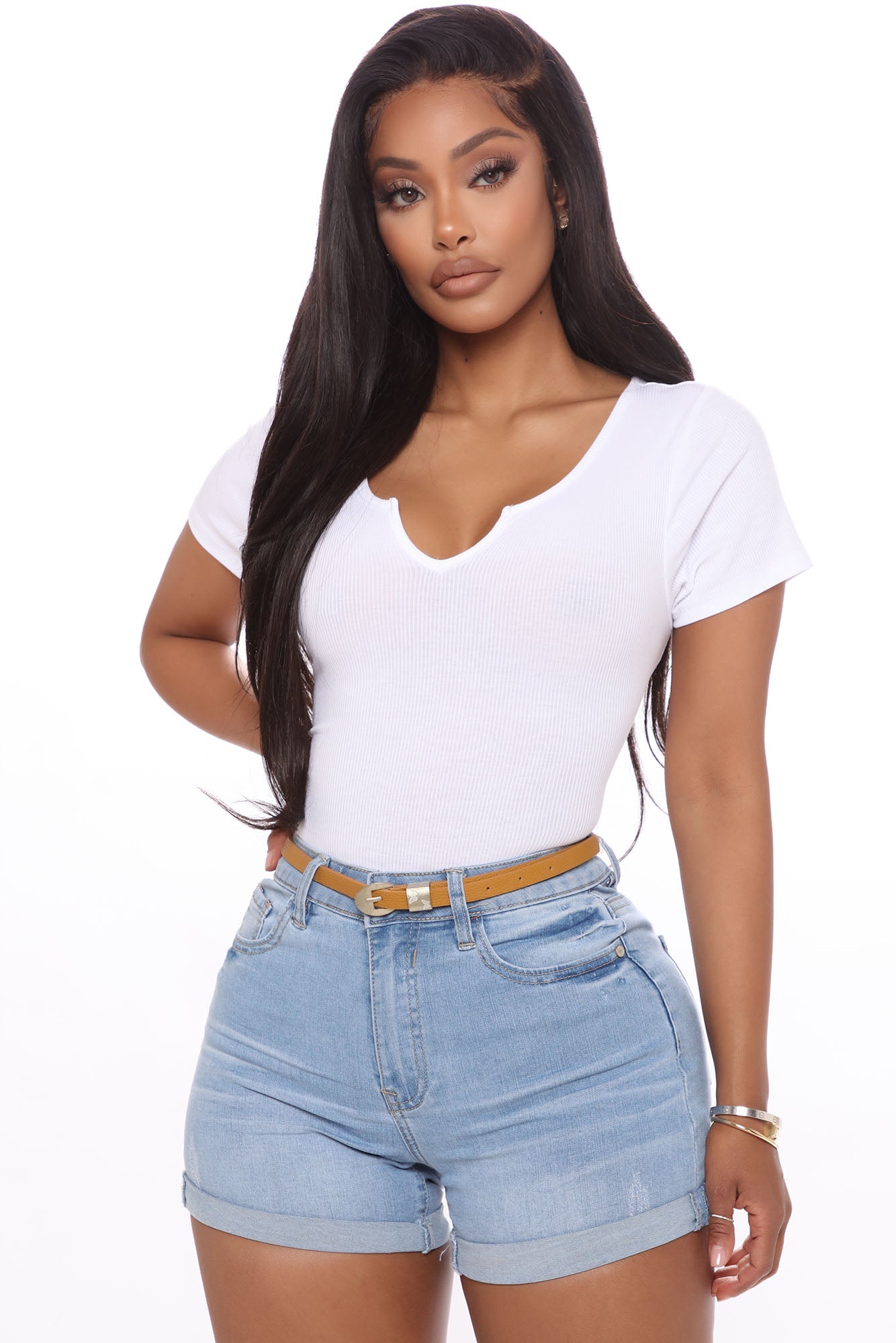 Mariposa Belted Denim Shorts - Light Blue Wash Ins Street