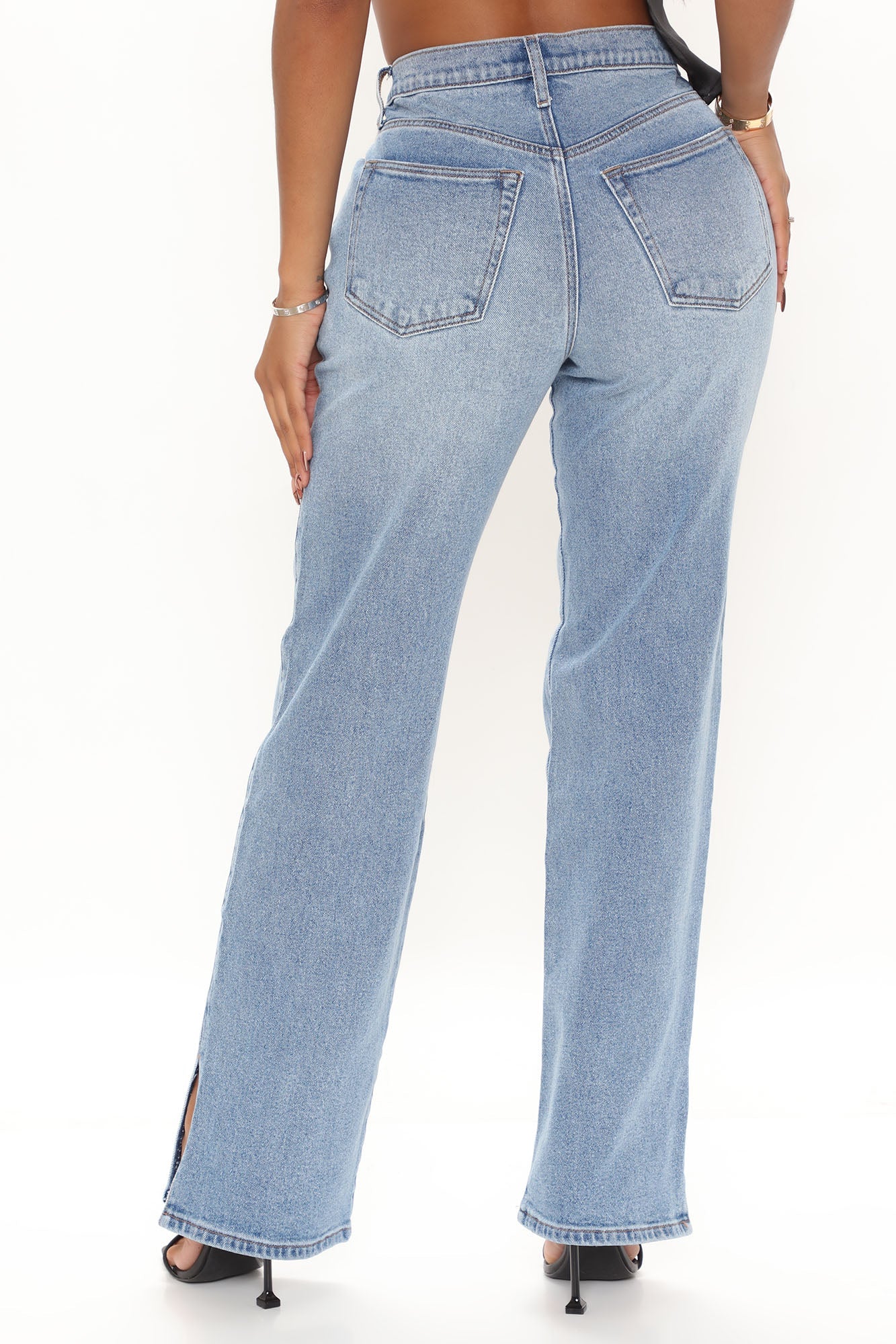 Don't Give A Slit Ripped Straight Leg Jeans - Medium Blue Wash Ins Street
