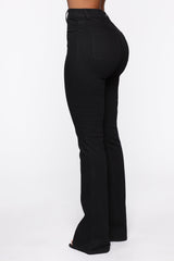 Katt Flare Button Jeans - Black Ins Street