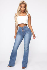Katt Flare Button Jeans - Medium Blue Wash Ins Street