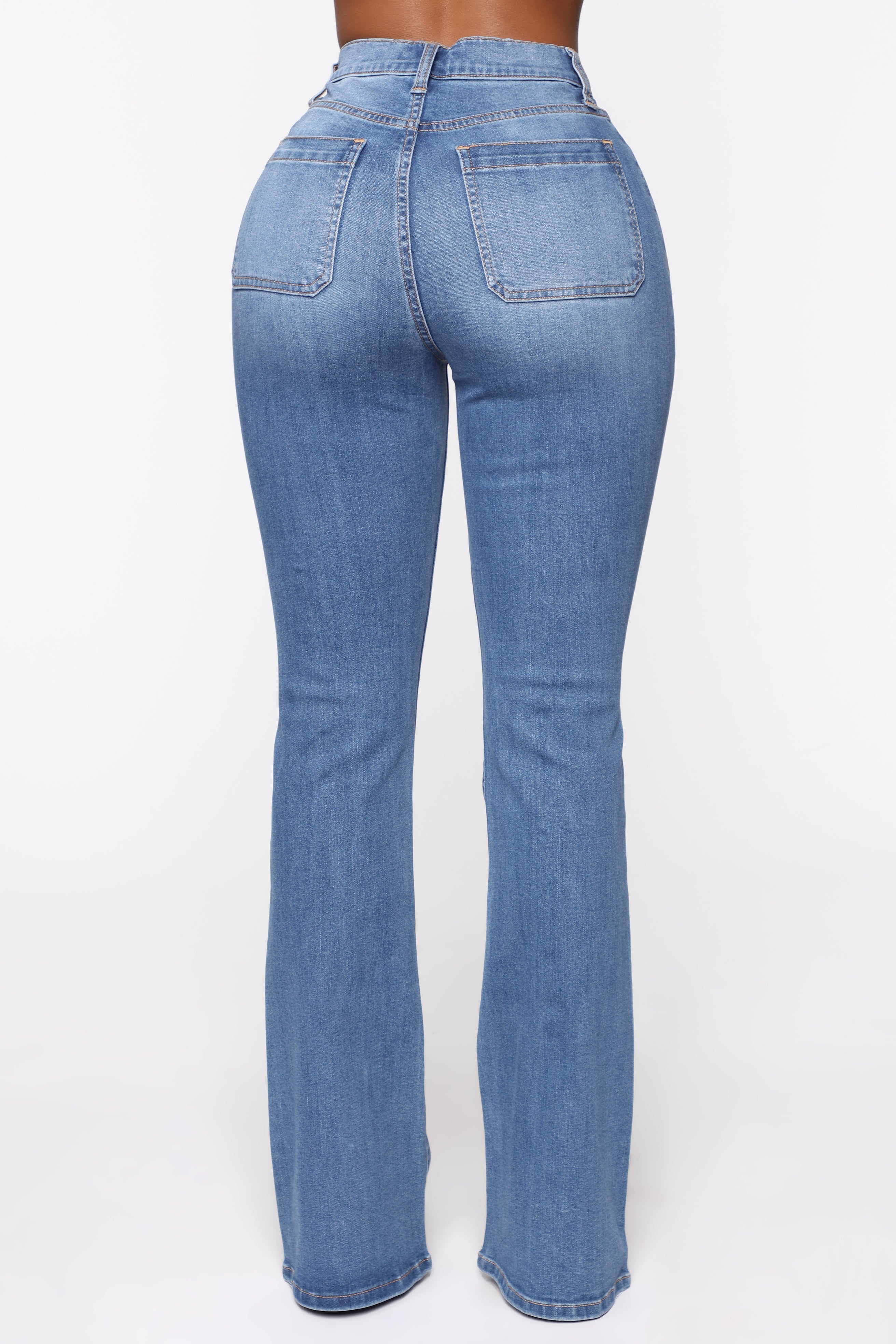 Katt Flare Button Jeans - Medium Blue Wash – InsStreet