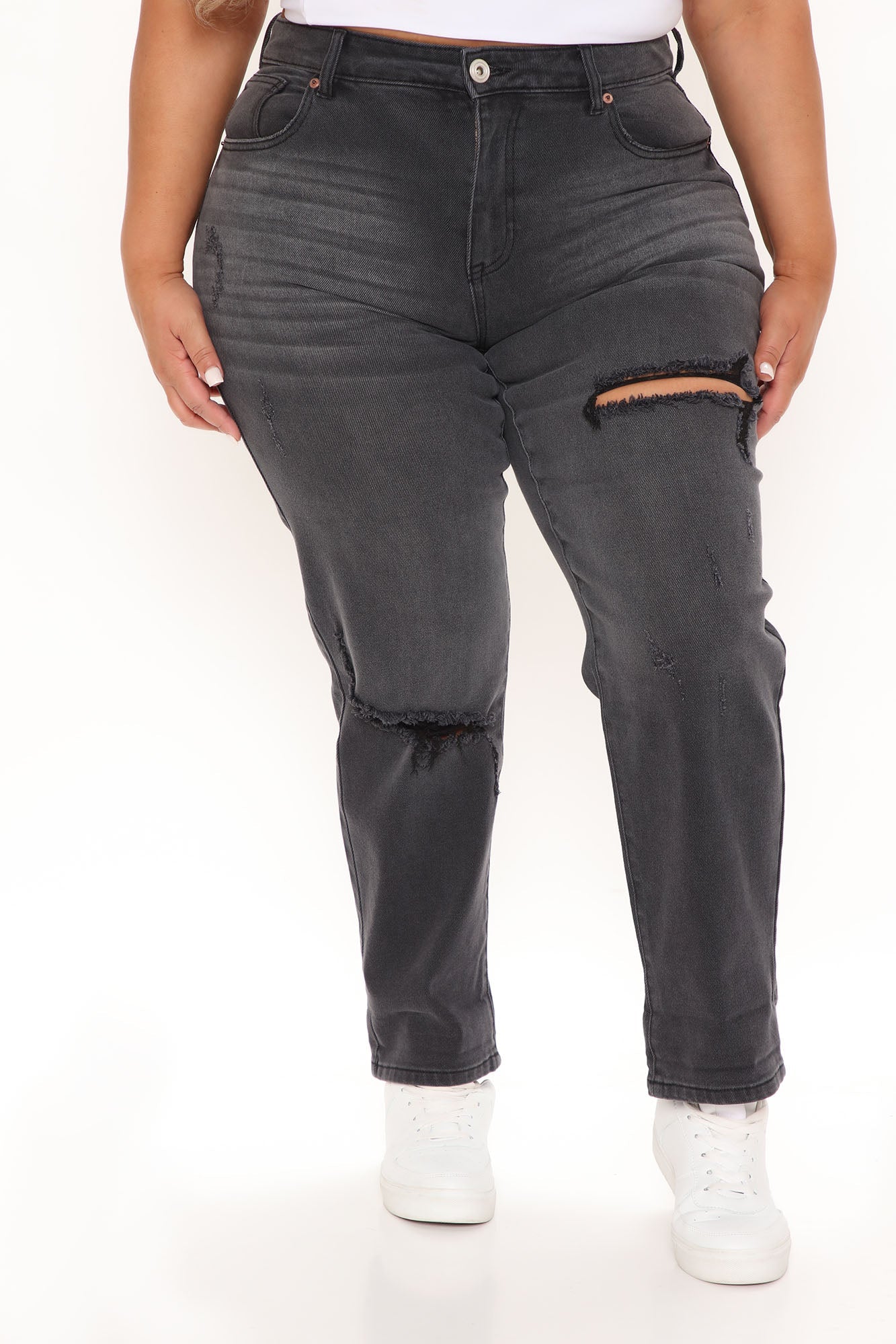That's How We Roll Slim Boyfriend Jeans - Black Ins Street