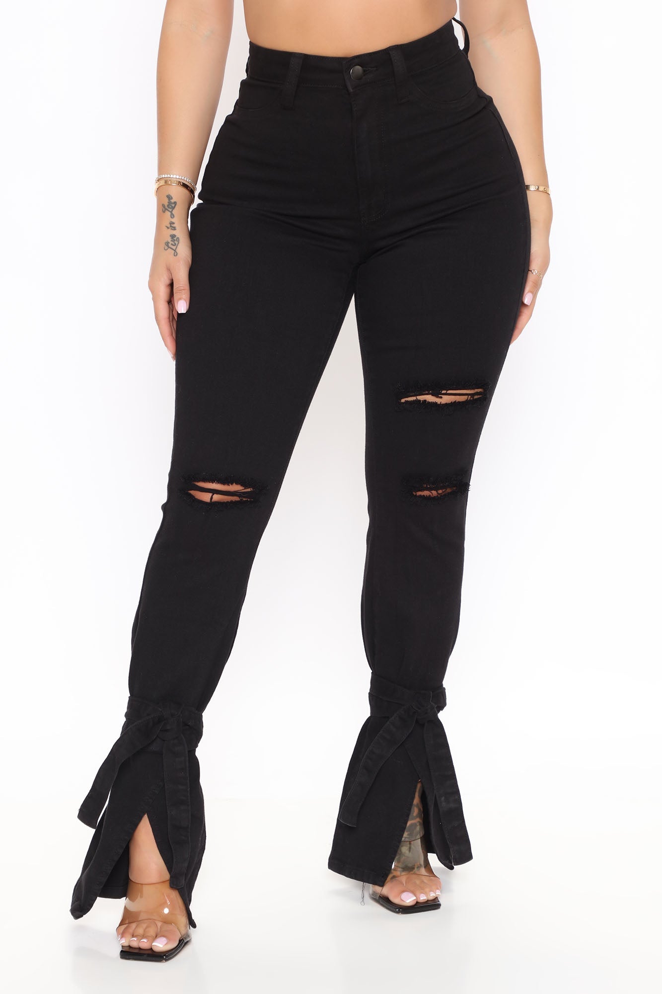 Tied To Let Ya Know Ripped Jeans - Black Ins Street