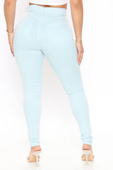 Classic High Waist Skinny Jeans - Light Blue Ins Street