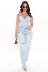 90's Nostalgia Slouchy Straight Leg Jeans - Light Blue Wash Ins Street